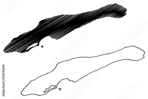 Little Cayman island (Cayman Islands, Cenrtal America, Caribbean islands, British Overseas Territory) map vector illustration, scribble sketch map