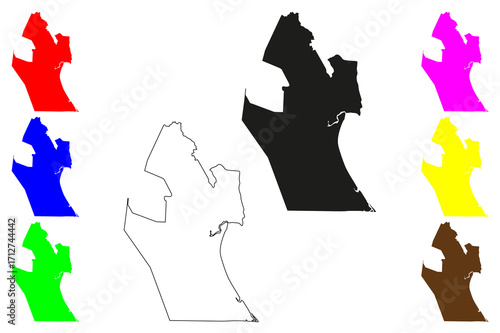 Kuantan city (Malaysia) map vector illustration, scribble sketch Kontaeng or Kuatang map