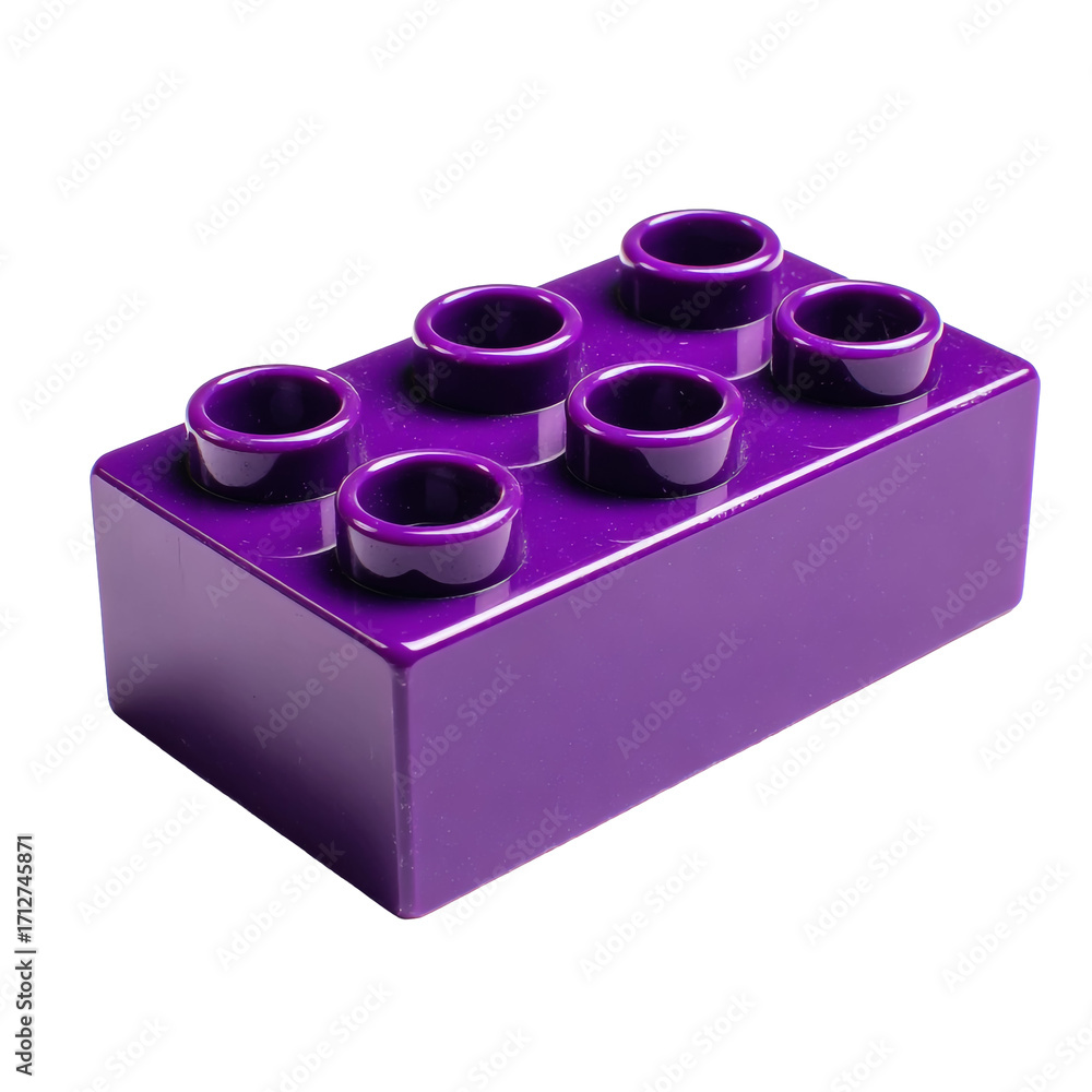 Fototapeta premium Closeup of a purple 2x3 brick isolated on transparent background