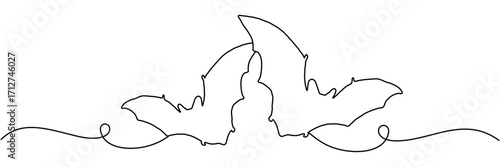 Bats flying line art on a white background