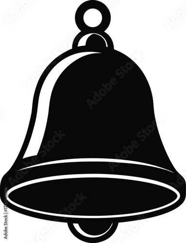 Gold metal vector bell icon illustration for service or hotel reception ringing sound decoration