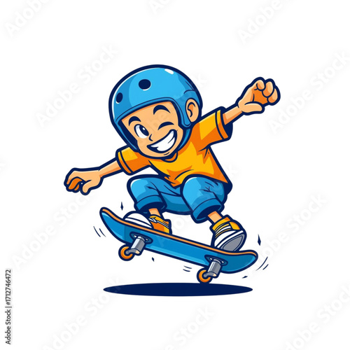 little boy on a  skateboard