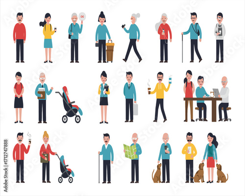 Flat Vector People Illustration Set – Daily Activities, Lifestyle, and Occupations