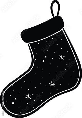 Red Christmas sock or stocking isolated on a white background, perfect holiday decoration or gift present illustration