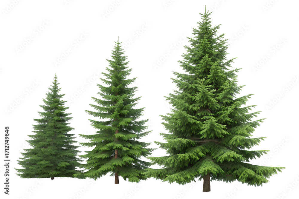 Fototapeta premium PNG transparent image of evergreen fir trees, perfect for Christmas design, winter landscapes, seasonal decorations, and eco projects.
