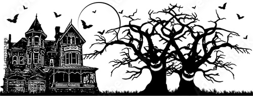 
Silhouette of a haunted and haunted house