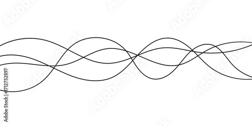 Thin line wavy background on white background.  Flowing wave line background on white page. Rippled isolated abstract wavey background icons. Graphical abstract curved wave icon set. 