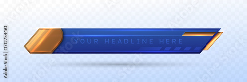 Elegant Gold and Navy Blue Lower Third Banner Modern Screen Title Template for Broadcast Presentations