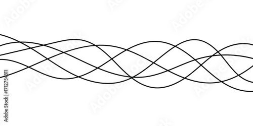 Thin line wavy background on white background.  Flowing wave line background on white page. Rippled isolated abstract wavey background icons. 