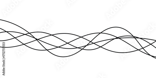 Thin line wavy background on white background.  Flowing wave line background on white page. Rippled isolated abstract wavey background icons. EPS 10. 