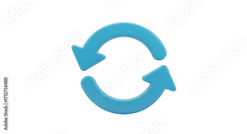 Isolated Blue Refresh Arrow Symbol, Update Circle Icon - Modern Design, 3D Rendered