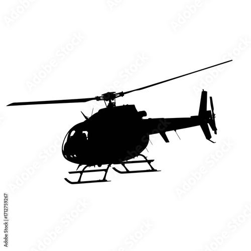 Black silhouette of a helicopter isolated on white background silhouette