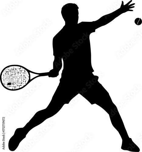 Tennis player action sport game silhouette vector illustration
