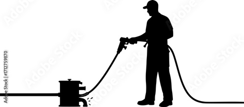 Plumbing house repair service drain cleaning silhouette vector illustration
