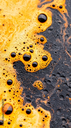 Close up macro of chemical absorption tank fluid surface inside Power Plant Emissions Scrubbers.