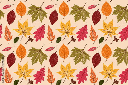 Seamless pattern autumn leaf fall. Vector illustration leaves. Good for fabric, print, textile, kids decor room, background, wrapping	