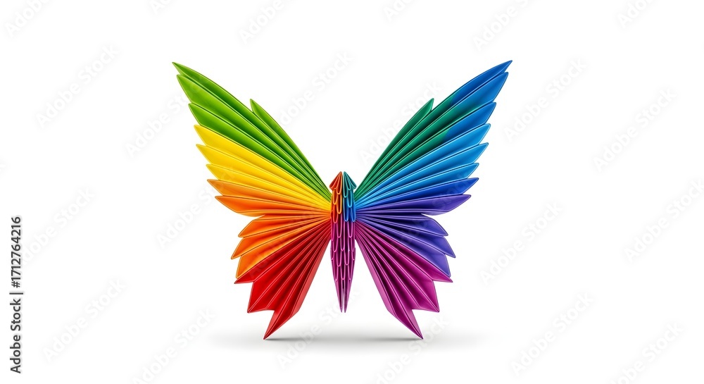 Obraz premium Rainbow Origami Butterfly Design Illustration.