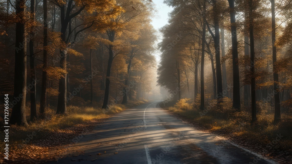 Obraz premium Autumnal forest road (2)