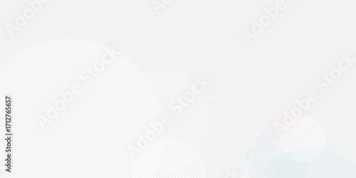 Subtle light gray background showcases geometric shapes like circles and hexagons with faint diagonal lines, creating a clean, modern, and minimalist design aesthetic