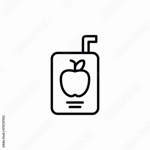 apple juice package straw icon sign vector