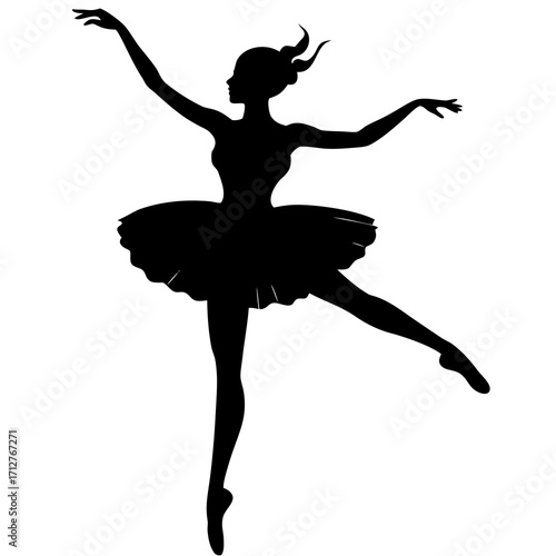 Black silhouette ballerina en pointe ballet dance