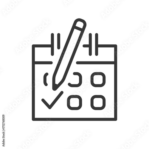 folding calendar icon, calendar with scheduled dates and appointments, linear vector illustration eps10