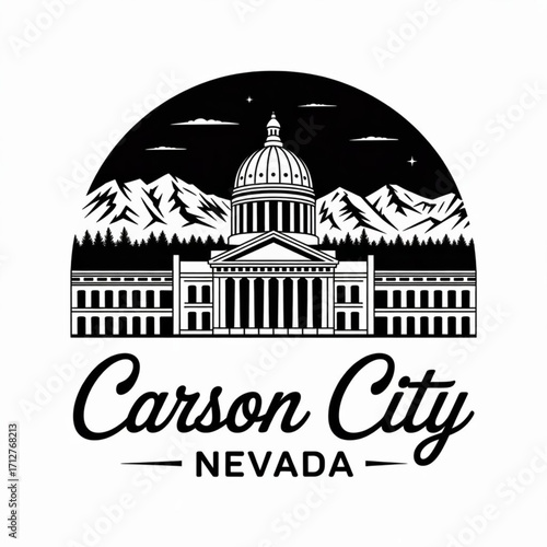Wallpaper Mural Carson City Nevada Skyline Silhouette — State Capital with Sierra Nevada Backdrop Vector Illustration Torontodigital.ca