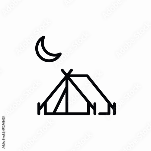 camping tent night icon sign vector