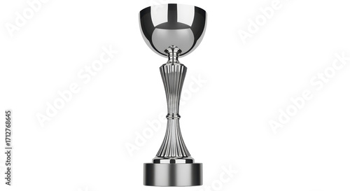 Isolated silver trophy, cup or goblet for winner or sports champion, award, presentation