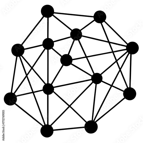 Interconnected black nodes and lines network connections