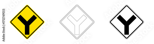 Y-Junction Traffic Sign in Vector Format