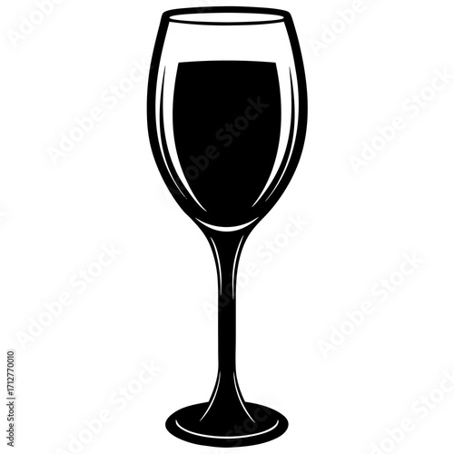 Tall wine glass filled with dark liquid silhouette