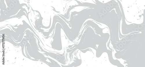 Elegant abstract background with fluid shapes, featuring a flowing gray marble pattern against a crisp white backdrop, creating a smooth, modern aesthetic for versatile use