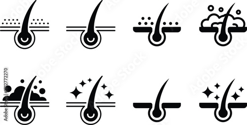 Hair follicle icons showing cleaning and shine effects image