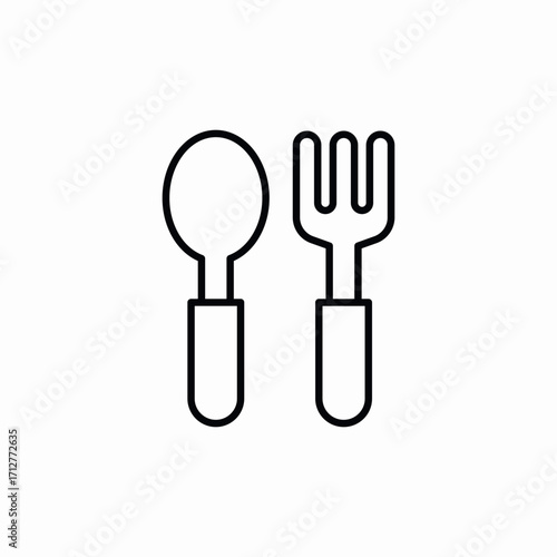 kids cutlery spoon fork icon sign vector