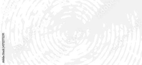 Abstract grey fingerprint pattern features concentric circular shapes and unique ridge details, presenting a clean, minimalist design, perfect for backgrounds and textures