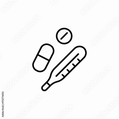 thermometer pills disease icon sign vector