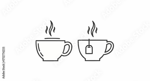 Two steaming cups of tea, one with a tea bag