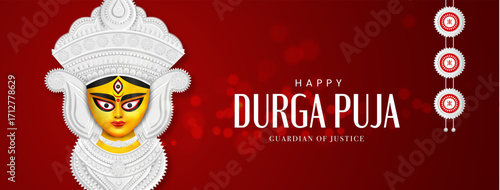 happy Durga puja illustrations. Durga Face. Subh Navratri	
