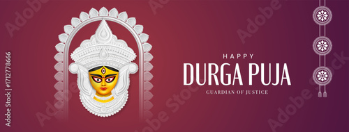 happy Durga puja illustrations. Durga Face. Subh Navratri	