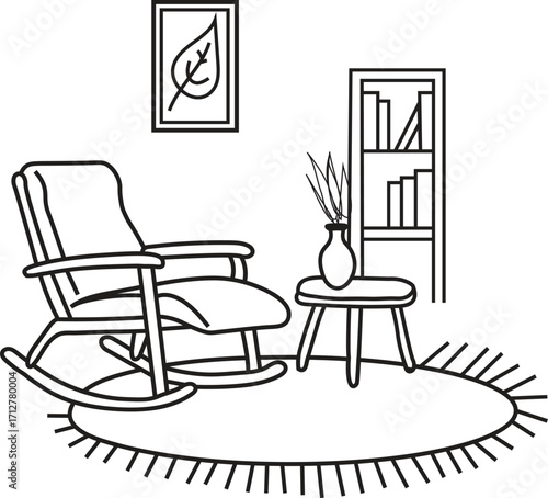 interior of a easy chair line art vector