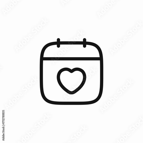 calendar heart love icon sign vector