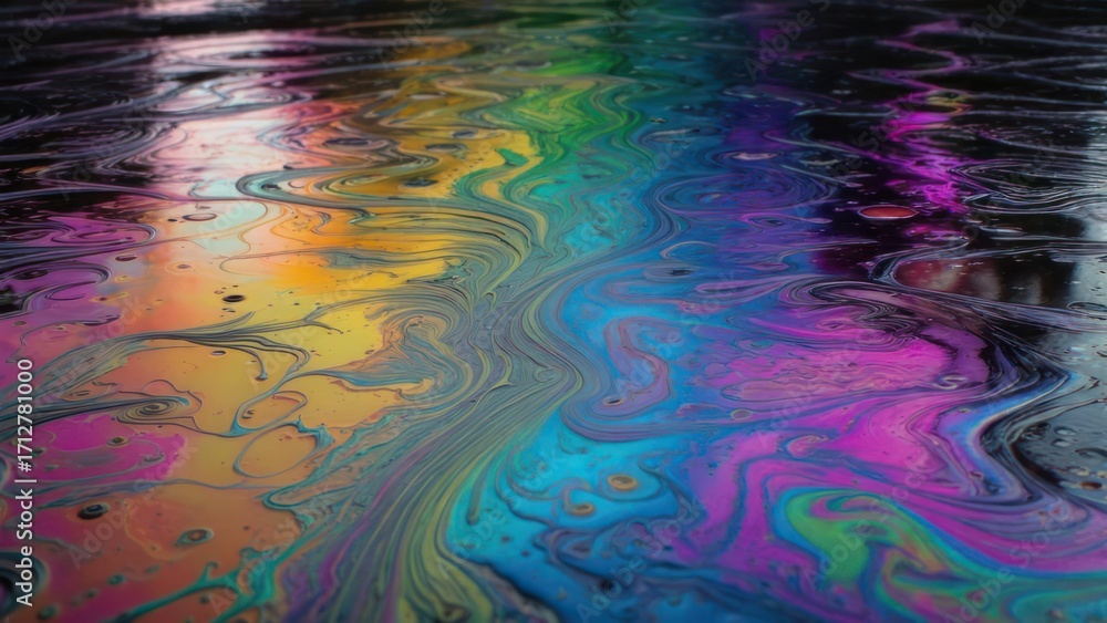Obraz premium Colorful, swirling oil slick