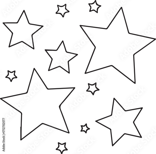 Simple outline drawing of stars scattered across space
