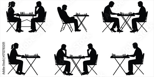 Silhouettes Of People Playing Chess In Various Poses game