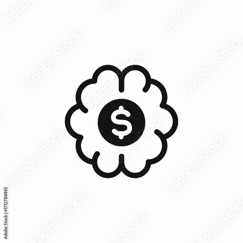 money in brain icon sign vector