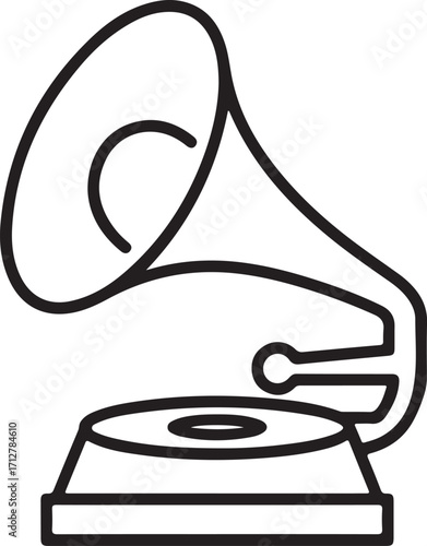 Vintage gramophone icon line art music symbol