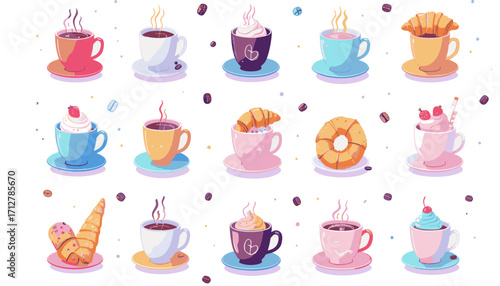 Coffee and Sweets Pattern Vector Set
