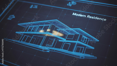Futuristic modern residence architectural blueprint design