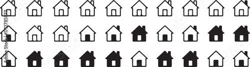 House Icon Set for Real Estate and Home Related Projects with Outline and Solid Styles